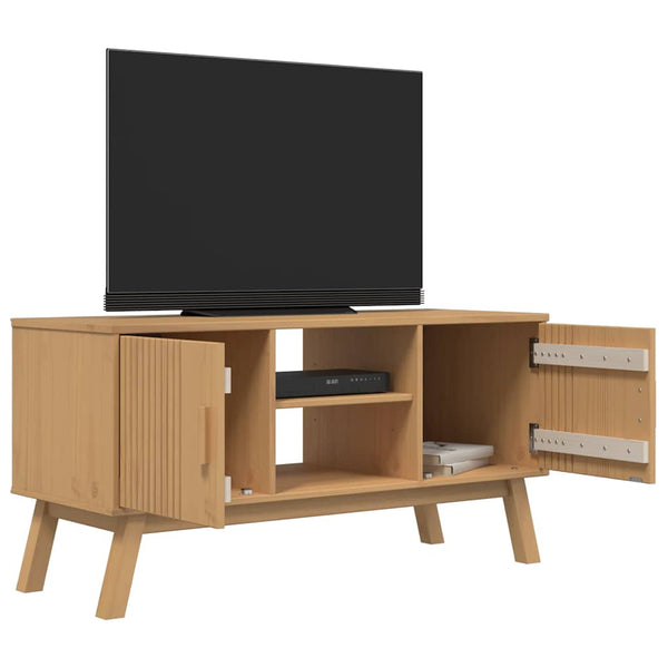 TV-Schrank Kiefer Massivholz Braun 114 cm