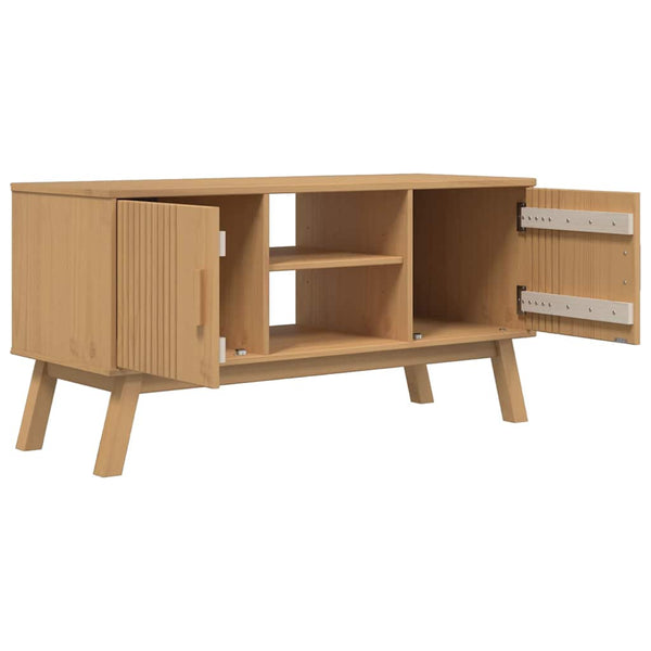 TV-Schrank Kiefer Massivholz Braun 114 cm