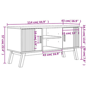 TV-Schrank Kiefer Massivholz Braun 114 cm
