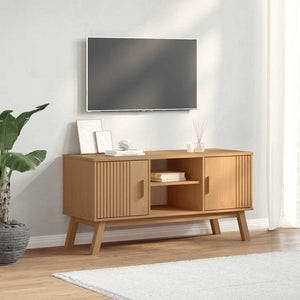 TV-Schrank Kiefer Massivholz Braun 114 cm