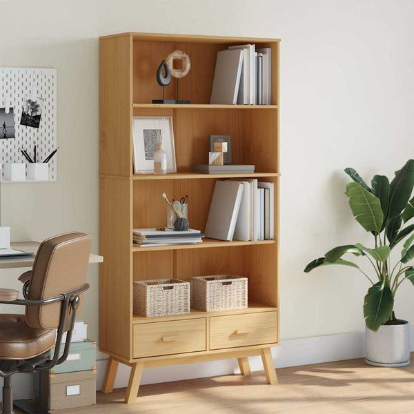 Bücherregal OLDEN Braun Kiefer Massivholz