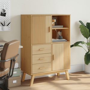 Highboard OLDEN Braun Kiefer Massivholz 85x125 cm