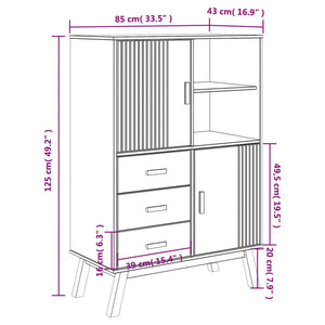 Highboard OLDEN Braun Kiefer Massivholz 85x125 cm
