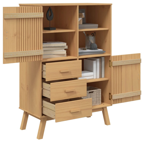 Highboard OLDEN Braun Kiefer Massivholz 85x125 cm