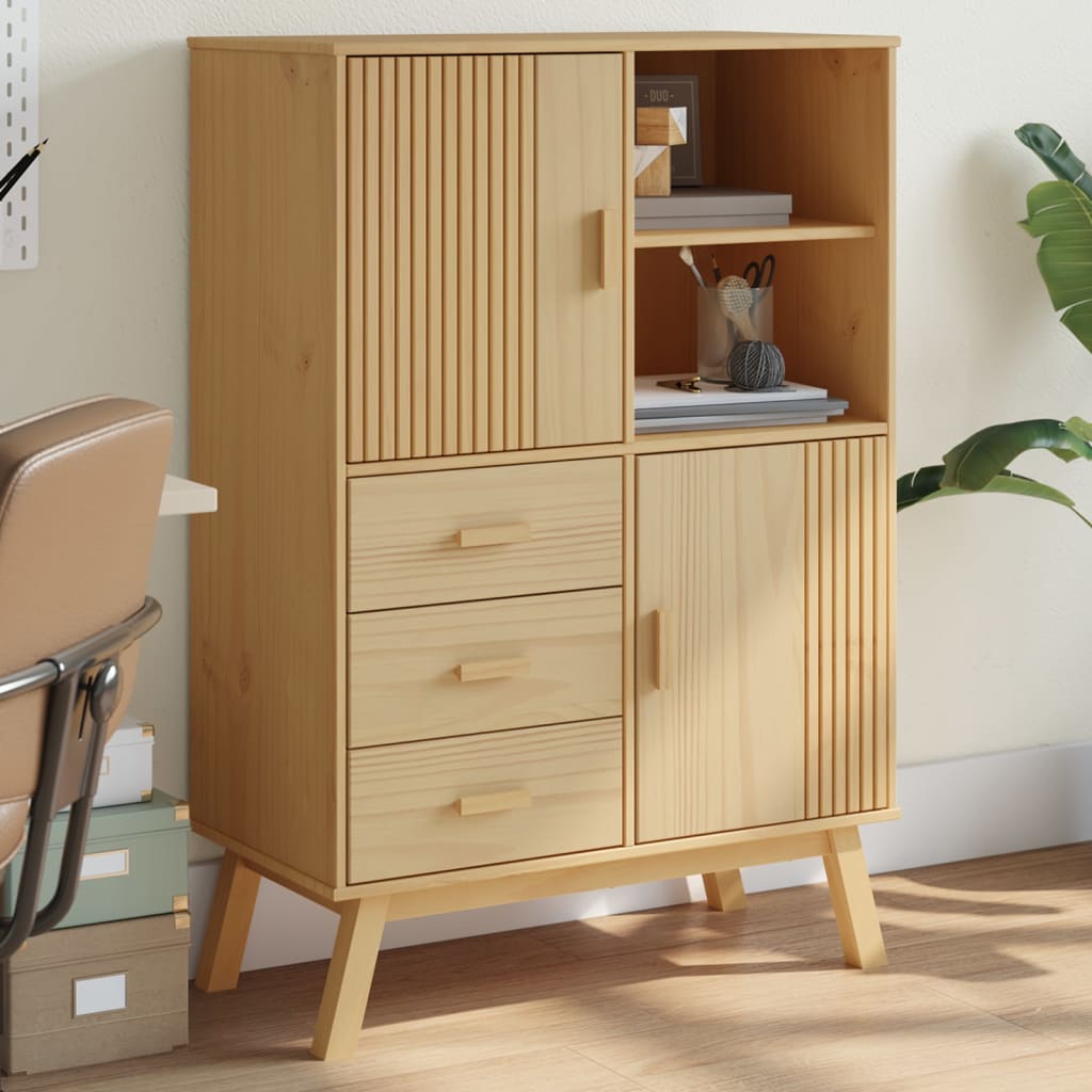 Highboard OLDEN Braun Kiefer Massivholz 85x125 cm