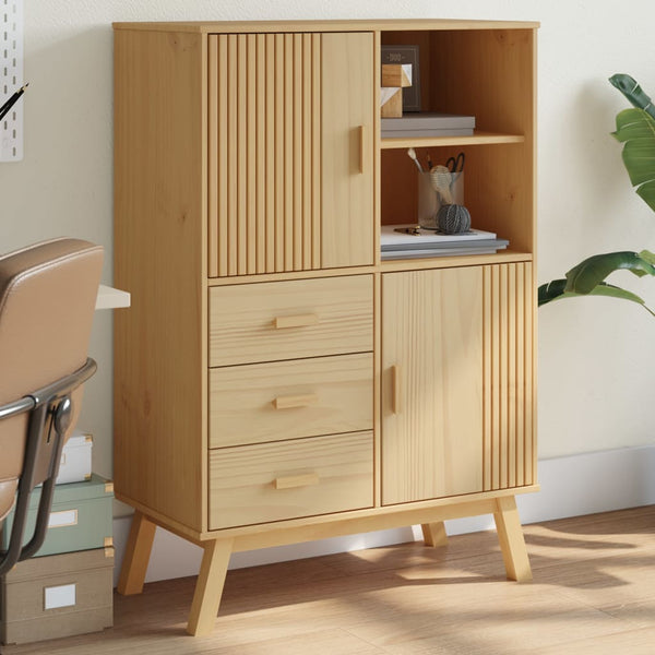 Highboard OLDEN Braun Kiefer Massivholz 85x125 cm