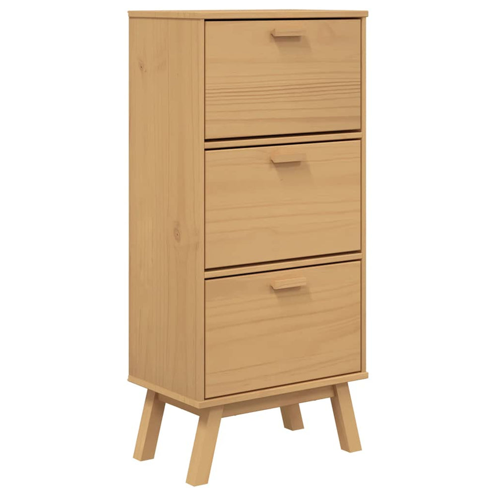 Schuhschrank Kiefer Massivholz Braun 55x120 cm