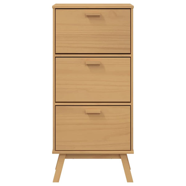 Schuhschrank Kiefer Massivholz Braun 55x120 cm