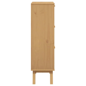 Schuhschrank Kiefer Massivholz Braun 55x120 cm