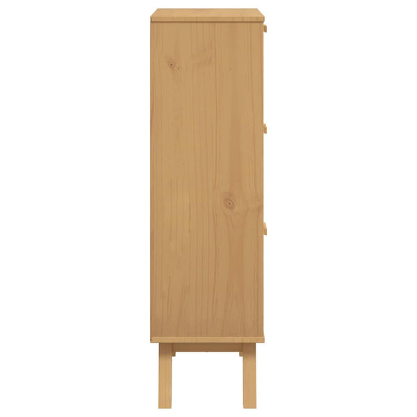 Schuhschrank Kiefer Massivholz Braun 55x120 cm