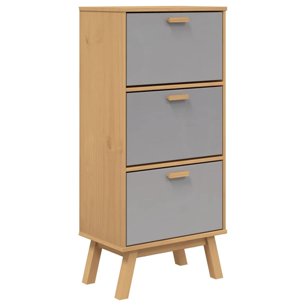 Schuhschrank OLDEN Grau Braun Kiefer Massivholz 55x120cm