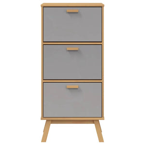 Schuhschrank OLDEN Grau Braun Kiefer Massivholz 55x120cm