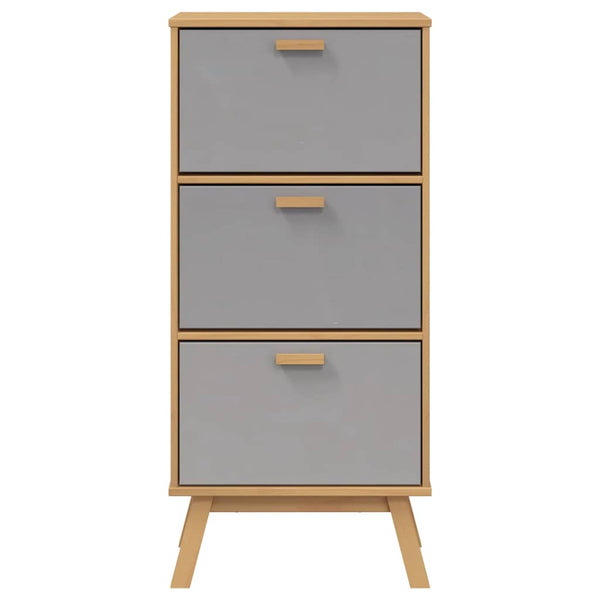 Schuhschrank OLDEN Grau Braun Kiefer Massivholz 55x120cm