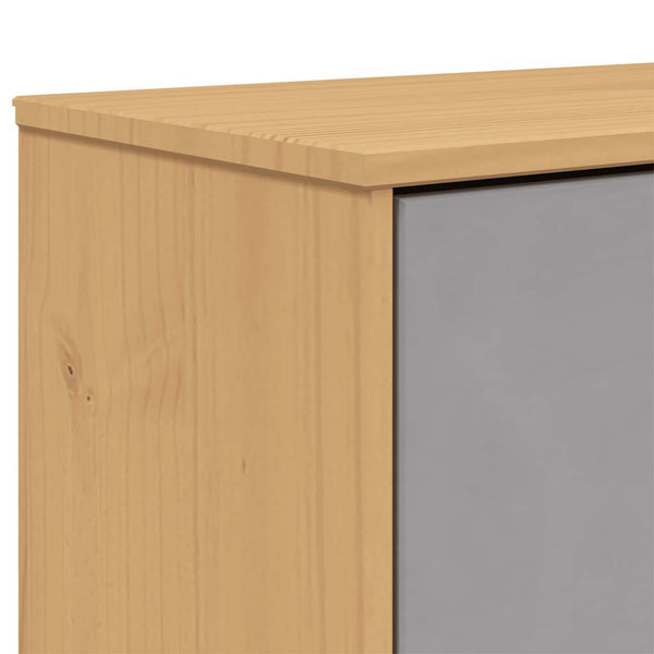 Schuhschrank OLDEN Grau Braun Kiefer Massivholz 55x120cm