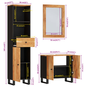 vidaXL Ensemble de meubles de salle de bain 3 pcs Bois d'acacia massif