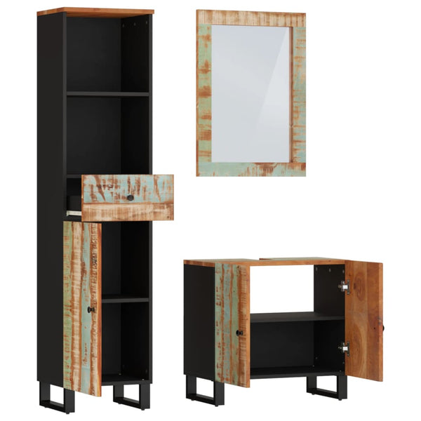 vidaXL 3-Piece Bathroom Furniture Set Solid Reclaimed Wood