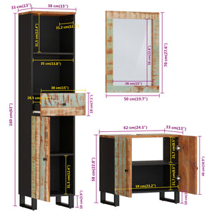vidaXL 3-Piece Bathroom Furniture Set Solid Reclaimed Wood