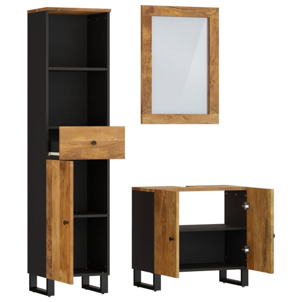 vidaXL 3-Piece Bathroom Furniture Set Solid Mango Wood