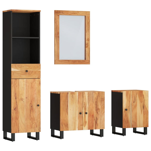 4-tlg. Badmöbel-Set Akazie Massivholz