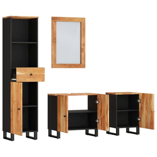 4-tlg. Badmöbel-Set Akazie Massivholz