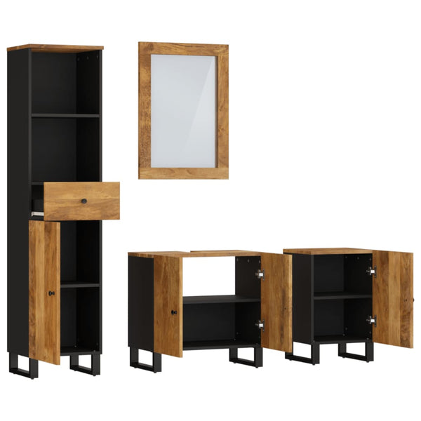 vidaXL 4-Piece Solid Mango Wood Bathroom Furniture Set