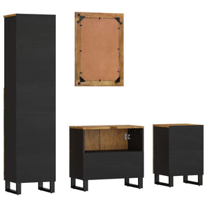 vidaXL 4-Piece Solid Mango Wood Bathroom Furniture Set