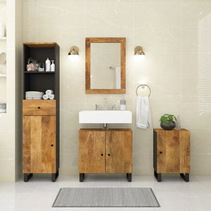 vidaXL 4-Piece Solid Mango Wood Bathroom Furniture Set