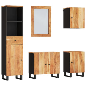 5-teiliges Badmöbel-Set aus Akazienholz
