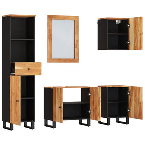 5-teiliges Badmöbel-Set aus Akazienholz