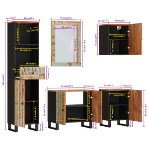 vidaXL Ensemble de meubles de salle de bain 5 pcs Bois de récupération massif