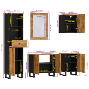 vidaXL Ensemble de meubles de salle de bain 5 pièces en bois de manguier massif