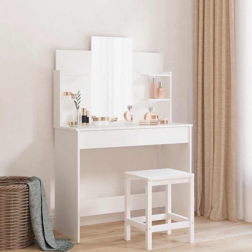 Schminktisch mit Spiegel, Weiß, 96 cm