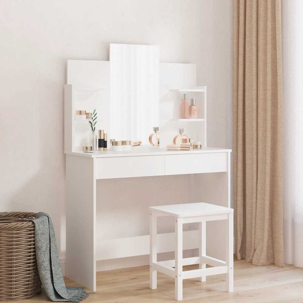 Schminktisch mit Spiegel, Weiß, 96 cm