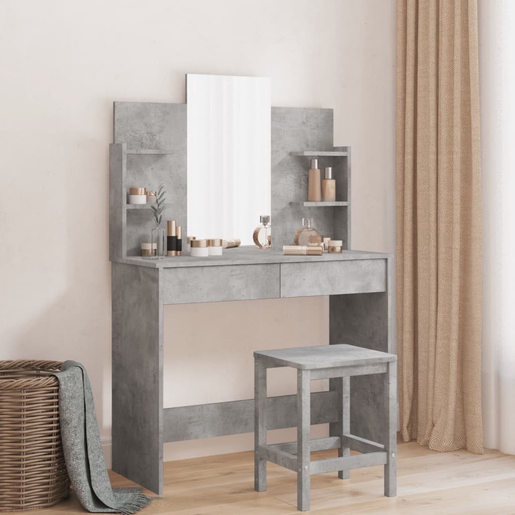 Schminktisch mit Spiegel Betongrau 96 cm
