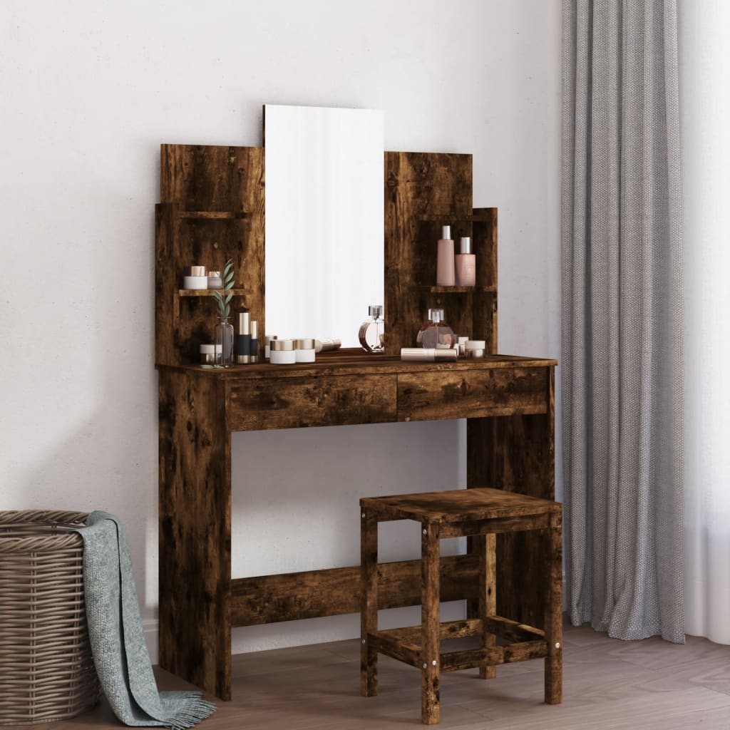 Schminktisch mit Spiegel Räuchereiche 96 cm