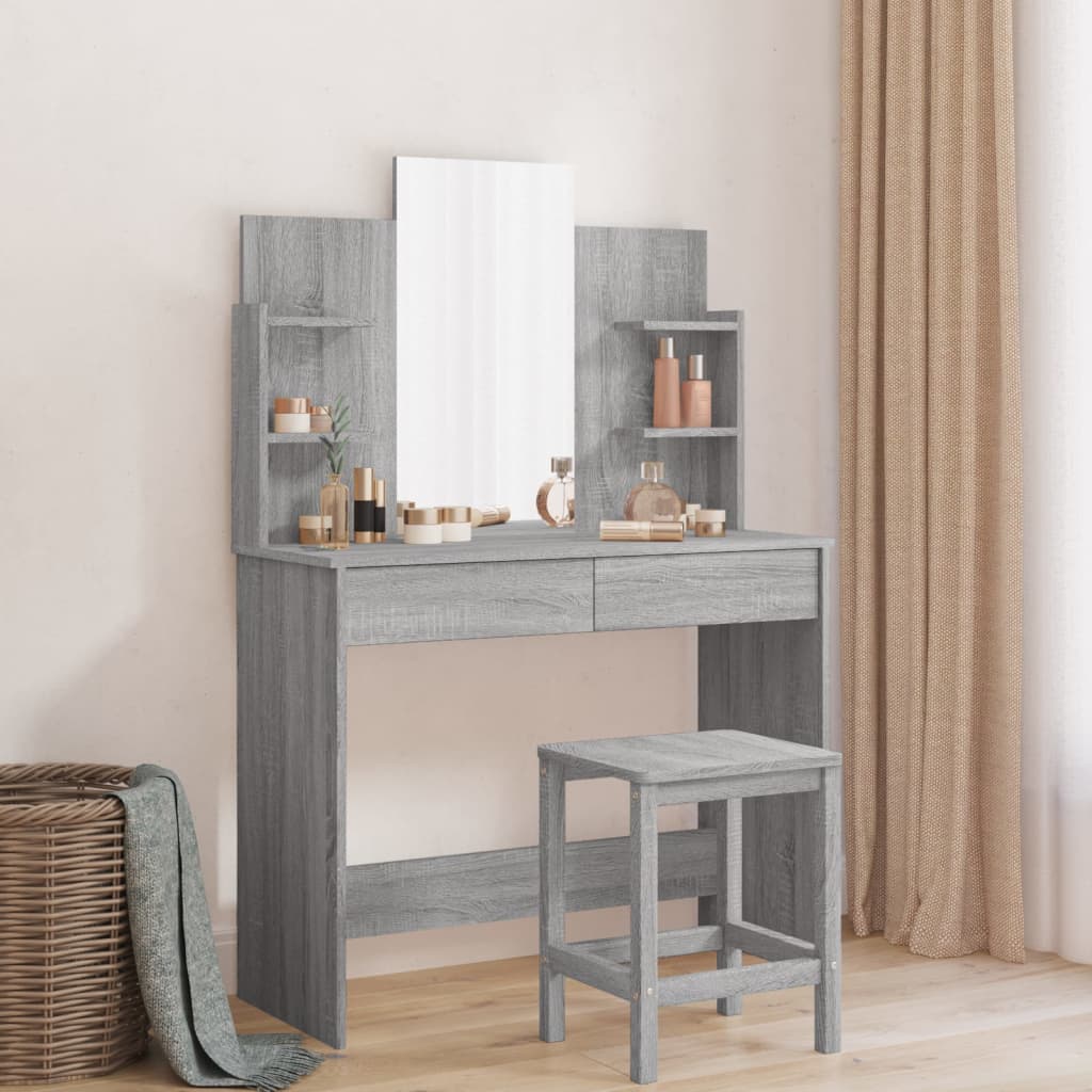 Schminktisch mit Spiegel Grau Sonoma 96 cm