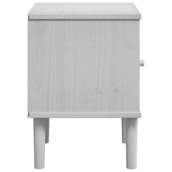 Nachttisch SENJA Rattan Weiß Kiefer Massivholz