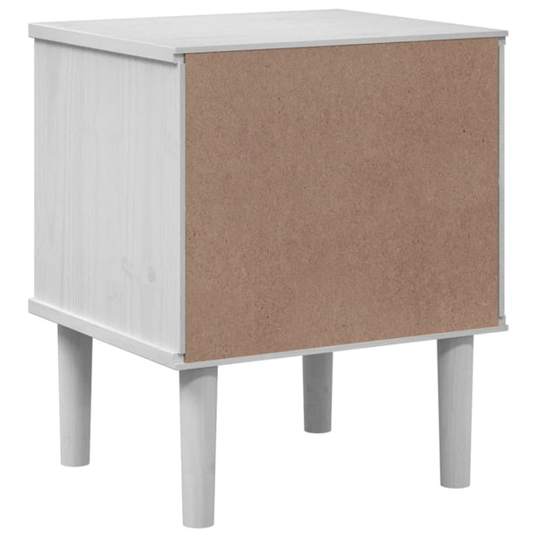 Nachttisch SENJA Rattan Weiß Kiefer Massivholz