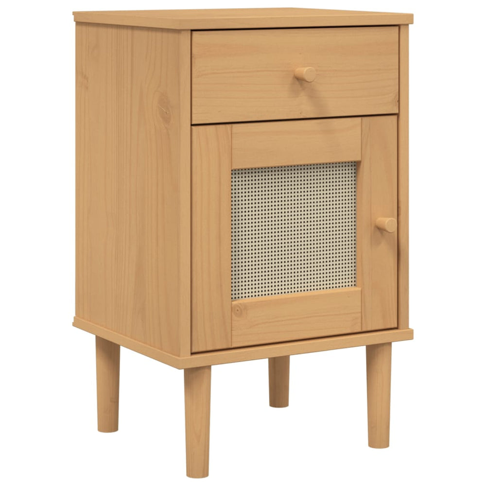 vidaXL Bedside Table SENJA Rattan-Look Brown 40x35x65cm Solid Pine Wood