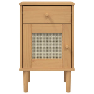 Nachttisch Kiefer Massivholz Rattan-Look Braun