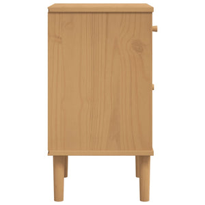 Nachttisch Kiefer Massivholz Rattan-Look Braun