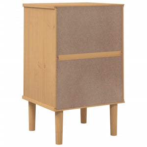 Nachttisch Kiefer Massivholz Rattan-Look Braun