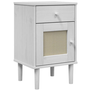 Nachttisch SENJA Rattan Weiß Kiefer 40x35x65 cm