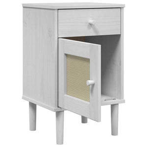 Nachttisch SENJA Rattan Weiß Kiefer 40x35x65 cm
