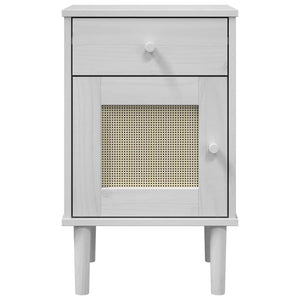 Nachttisch SENJA Rattan Weiß Kiefer 40x35x65 cm