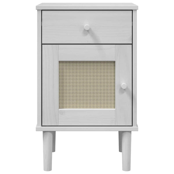 Nachttisch SENJA Rattan Weiß Kiefer 40x35x65 cm