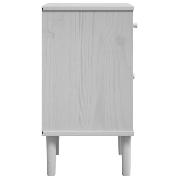 Nachttisch SENJA Rattan Weiß Kiefer 40x35x65 cm