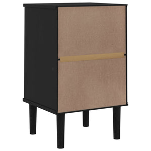 Nachttisch Schwarz Rattan-Look Kiefer Massivholz