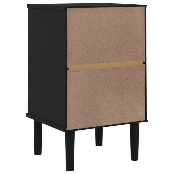 Nachttisch Schwarz Rattan-Look Kiefer Massivholz