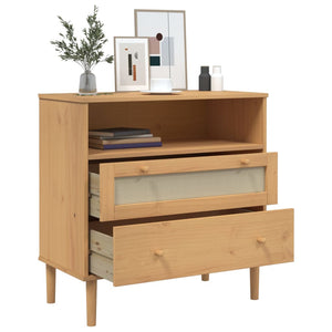 Sideboard SENJA Rattan-Optik Braun Kiefernholz 80cm